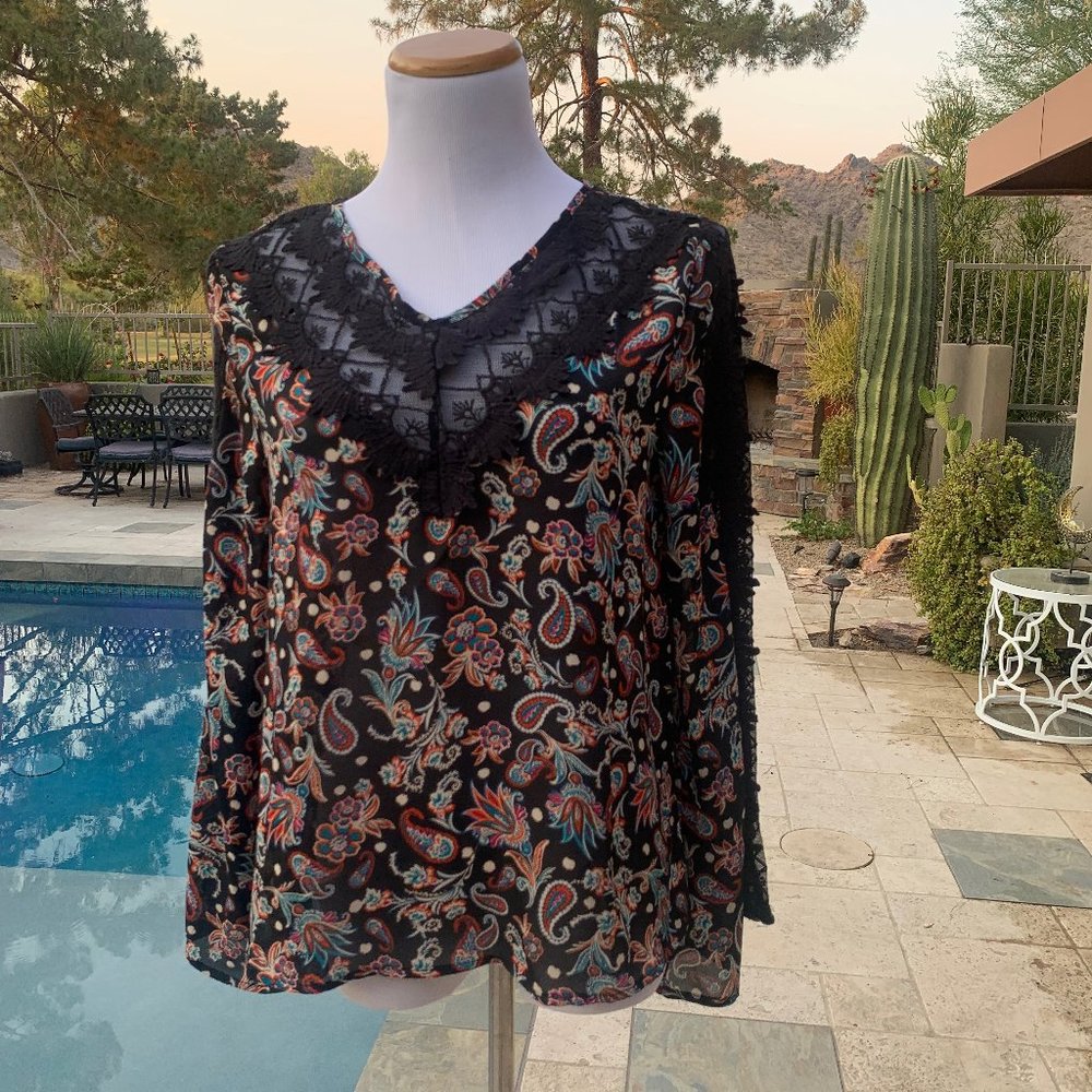 Lace Sleeve Boho Blouse